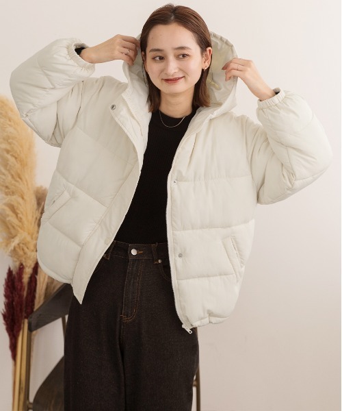 セール】フード付き エコダウンブルゾン（ダウンジャケット/コート