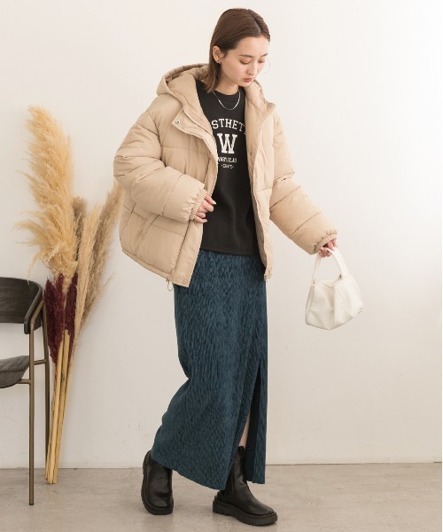 セール】フード付き エコダウンブルゾン（ダウンジャケット/コート