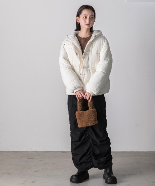 セール】フード付き エコダウンブルゾン（ダウンジャケット/コート
