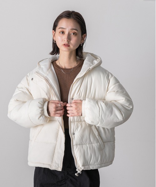 セール】フード付き エコダウンブルゾン（ダウンジャケット/コート