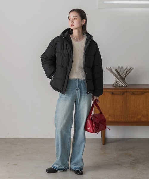 セール】フード付き エコダウンブルゾン（ダウンジャケット/コート