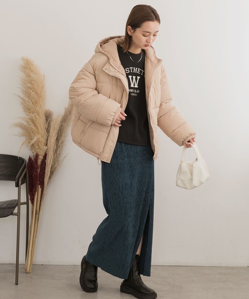 セール】フード付き エコダウンブルゾン（ダウンジャケット/コート