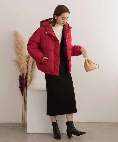 【ティッティさん専用】khy フード付きレッドダウンジャケットM size jouetie ジュエティ フーディー ダウンジャケット M レッド レディース