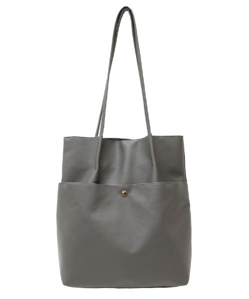 Per sist ence(パーシエンス)の「フェイクレザーシンプルタックトート(トートバッグ・レディース・ブラック/シルバー/ブルー/セージグリーン/アイボリー/ベージュ/グレー/ブルーグリーン/チャコールグレー・FREE)」の3枚目の写真