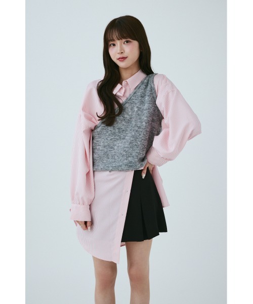 MIEL CRISHUNANT（ミエルクリシュナ）の「ストライプルーズシャツ（シャツ/ブラウス・レディース・ピンク/ブルー・FREE）」の2枚目の写真