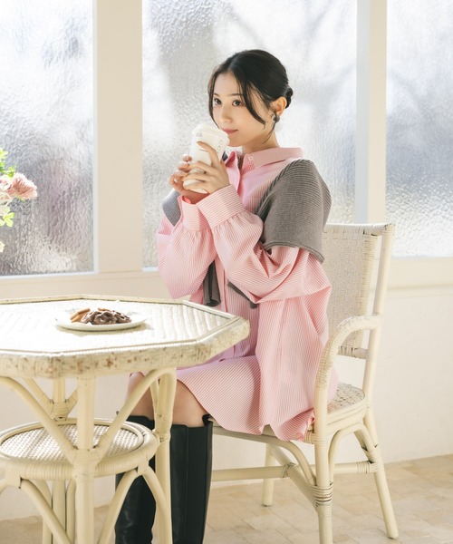 MIEL CRISHUNANT（ミエルクリシュナ）の「ストライプルーズシャツ（シャツ/ブラウス・レディース・ピンク/ブルー・FREE）」の22枚目の写真