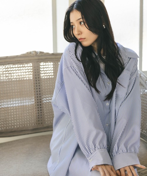 MIEL CRISHUNANT（ミエルクリシュナ）の「ストライプルーズシャツ（シャツ/ブラウス・レディース・ピンク/ブルー・FREE）」の6枚目の写真