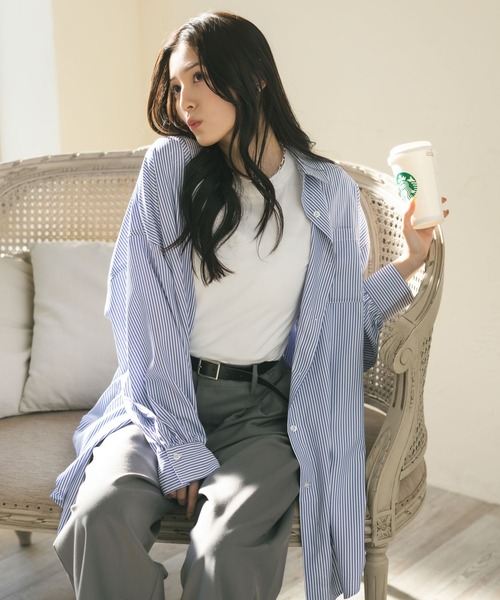 MIEL CRISHUNANT（ミエルクリシュナ）の「ストライプルーズシャツ（シャツ/ブラウス・レディース・ピンク/ブルー・FREE）」の21枚目の写真