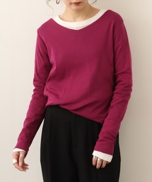 atONE キレイに鎖骨見せ！フライスVネックロングスリーブシャツ