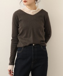 atONE キレイに鎖骨見せ!フライスVネックロングスリーブシャツ