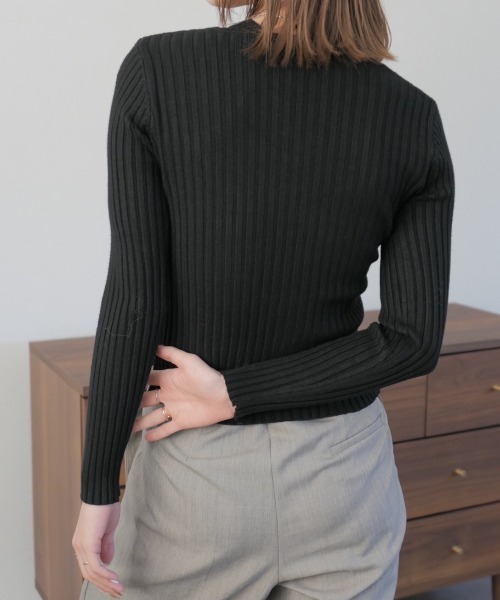 Reurie'(レウリィ)の「レイヤードカシュクールトップス / layered cachecoeur top リブニット 2WAY プルオーバー アシンメトリー アシメ ニット トップス アメスリ セットアイテム セットアップ アメリカンスリーブ(ニット/セーター・レディース・グレー/ブラック・FREE)」の11枚目の写真