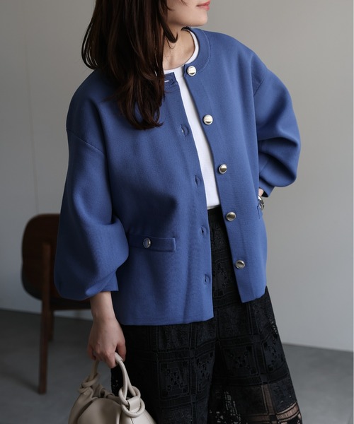 セール】メタルボタンニットカーディガン / ニットジャケット（ノー