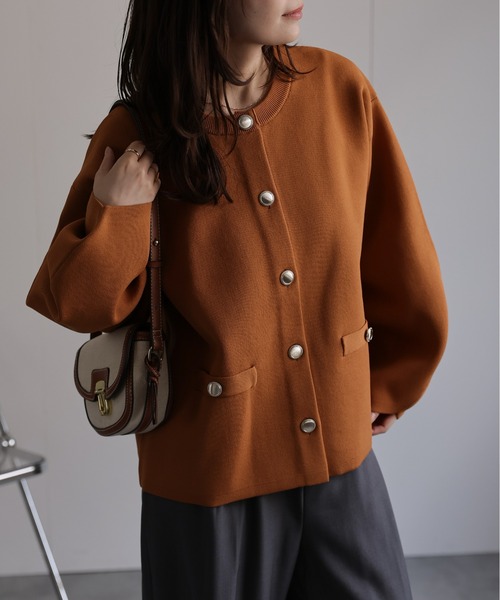 セール】メタルボタンニットカーディガン / ニットジャケット（ノー