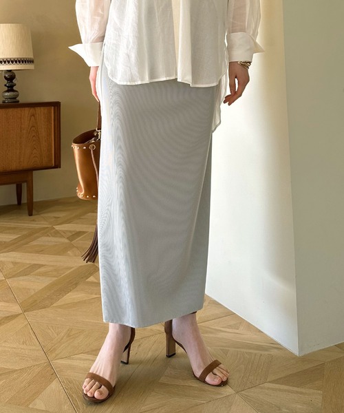 Doux archives（ドゥアルシーヴ）の「リブロングタイトスカート（スカート・レディース・ミント/アイボリー/ブラック/ロイヤルブルー/ブラウン/チャコールグレー/ベージュ・FREE）」の6枚目の写真