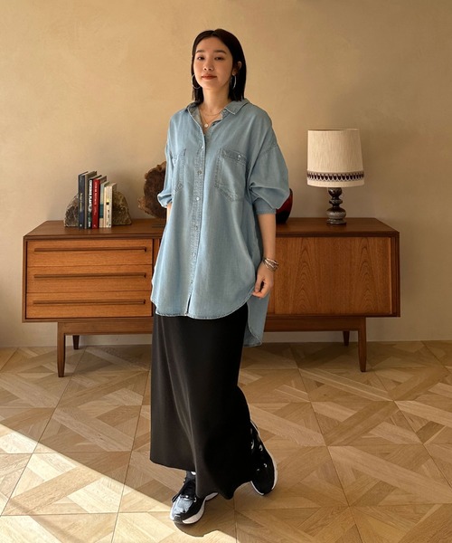 Doux archives（ドゥアルシーヴ）の「リブロングタイトスカート（スカート・レディース・ミント/アイボリー/ブラック/ロイヤルブルー/ブラウン/チャコールグレー/ベージュ・FREE）」の20枚目の写真