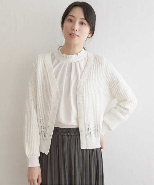 ikka（イッカ）の「透かし編みVネックカーディガン（カーディガン/ボレロ・レディース・ベージュ/ブラック/エメラルド/オフホワイト・M/L/S）」の21枚目の写真