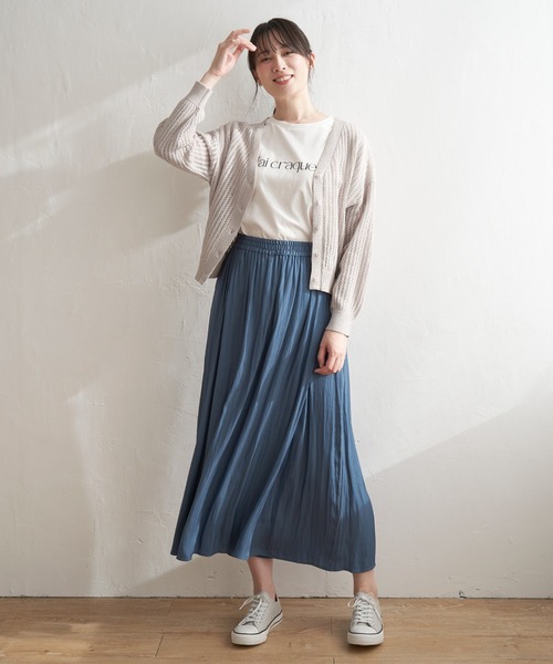 ikka（イッカ）の「透かし編みVネックカーディガン（カーディガン/ボレロ・レディース・ベージュ/ブラック/エメラルド/オフホワイト・M/L/S）」の9枚目の写真