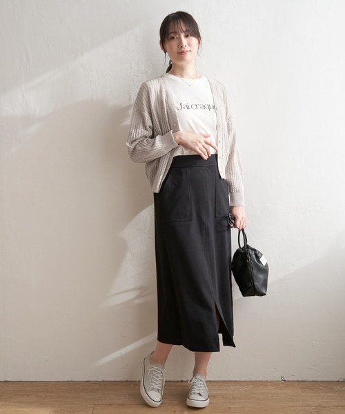 ikka（イッカ）の「透かし編みVネックカーディガン（カーディガン/ボレロ・レディース・ベージュ/ブラック/エメラルド/オフホワイト・M/L/S）」の10枚目の写真