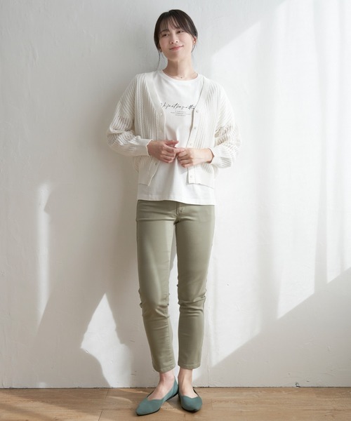 ikka（イッカ）の「透かし編みVネックカーディガン（カーディガン/ボレロ・レディース・ベージュ/ブラック/エメラルド/オフホワイト・M/L/S）」の6枚目の写真