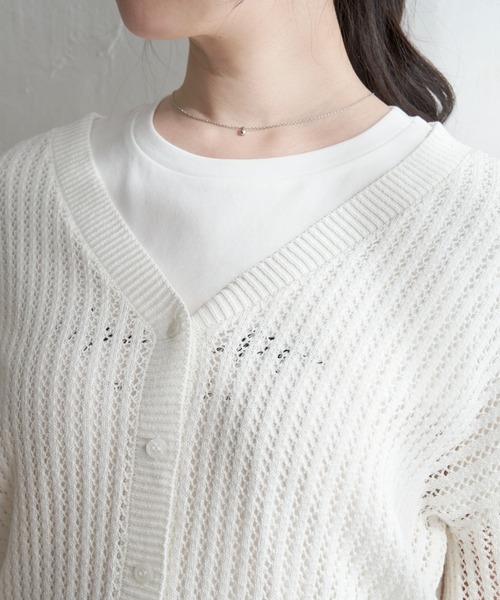 ikka（イッカ）の「透かし編みVネックカーディガン（カーディガン/ボレロ・レディース・ベージュ/ブラック/エメラルド/オフホワイト・M/L/S）」の16枚目の写真