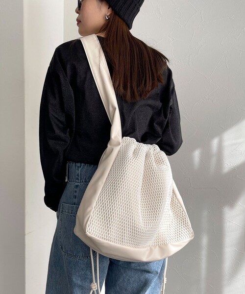 CONTROL FREAK / CTFK（コントロールフリーク）の「【CONTROL FREAK/コントロールフリーク】メッシュコンビバッグ（ショルダーバッグ・レディース・シルバー/キナリ・FREE）」の10枚目の写真