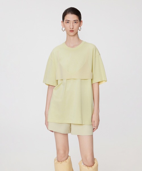 JNBY（ジェーエヌビーワイ）の「Layered Bra Knit T-shirt（Tシャツ/カットソー・レディース・ブラウン/ブラック/イエロー・36/40/38）」の3枚目の写真