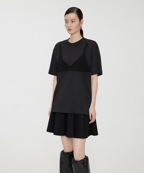 JNBY（ジェーエヌビーワイ）の「Layered Bra Knit T-shirt（Tシャツ/カットソー・レディース・ブラウン/ブラック/イエロー・36/40/38）」の22枚目の写真