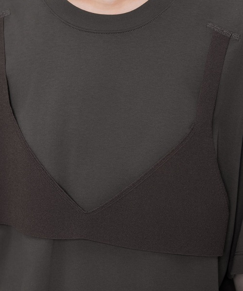 JNBY（ジェーエヌビーワイ）の「Layered Bra Knit T-shirt（Tシャツ/カットソー・レディース・ブラウン/ブラック/イエロー・36/40/38）」の4枚目の写真
