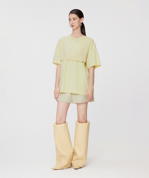 JNBY（ジェーエヌビーワイ）の「Layered Bra Knit T-shirt（Tシャツ/カットソー・レディース・ブラウン/ブラック/イエロー・36/40/38）」の13枚目の写真