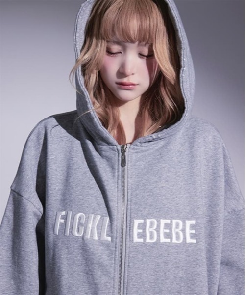 FickleBebe(フィクルベベ)の「ビッグロゴジップフーディー(パーカー・レディース・グレー/ピンク/ブラック・FREE)」の5枚目の写真
