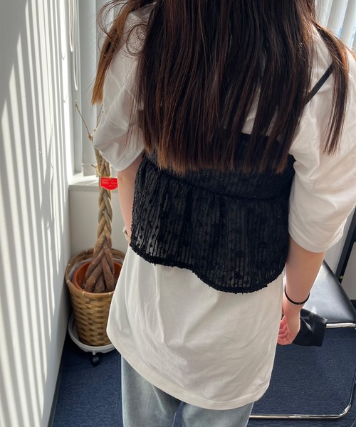 LYEON(リヨン)の「シアーキャミソール(キャミソール・レディース・ブラック/オフホワイト・FREE)」の13枚目の写真