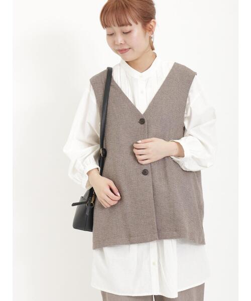 ハッシュニュアンス　ツィードベスト Samansa Mos2（サマンサ モスモス）の「リネン混ツイードベスト