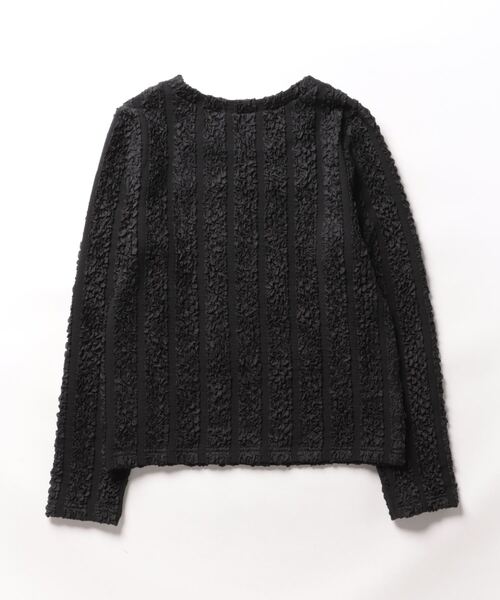 STRAWBERRY-FIELDS（ストロベリーフィールズ）の「ｼｬｰﾘﾝｸﾞｼﾞｬｶﾞｰﾄﾞﾌﾟﾙｵｰﾊﾞｰ（Tシャツ/カットソー・レディース・ブラック/オフホワイト・2）」の3枚目の写真