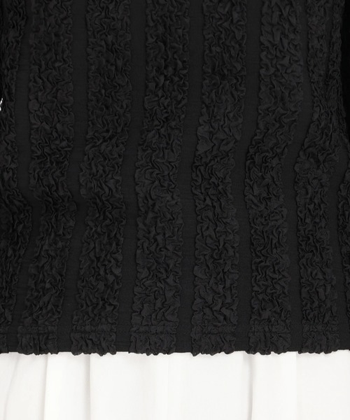 STRAWBERRY-FIELDS（ストロベリーフィールズ）の「ｼｬｰﾘﾝｸﾞｼﾞｬｶﾞｰﾄﾞﾌﾟﾙｵｰﾊﾞｰ（Tシャツ/カットソー・レディース・ブラック/オフホワイト・2）」の9枚目の写真