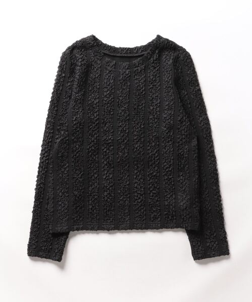 STRAWBERRY-FIELDS（ストロベリーフィールズ）の「ｼｬｰﾘﾝｸﾞｼﾞｬｶﾞｰﾄﾞﾌﾟﾙｵｰﾊﾞｰ（Tシャツ/カットソー・レディース・ブラック/オフホワイト・2）」の12枚目の写真