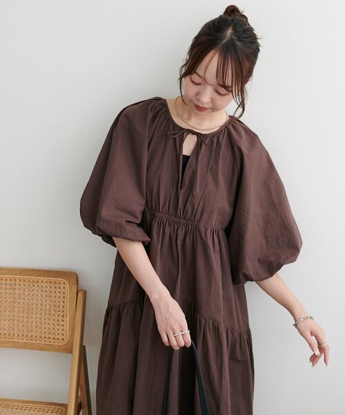 オケージョン】フェザーフラワー袖バルーンワンピース《前後2WAY