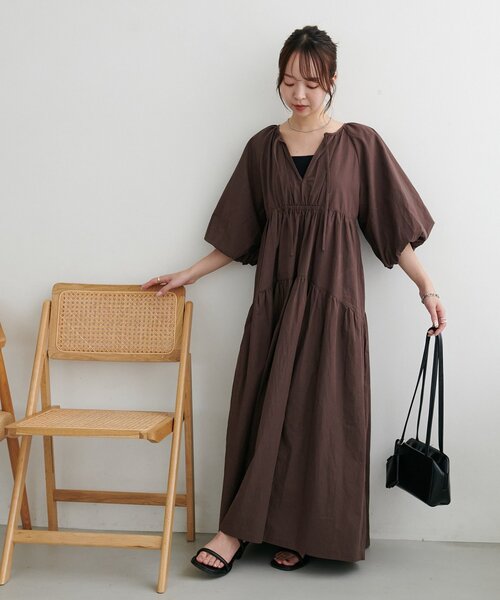 定価4.2万 未使用 トゥービーシック バルーンスリーブ ティアードワンピース 新色追加!/WEB限定】前後2WAYティアード袖バルーンワンピース