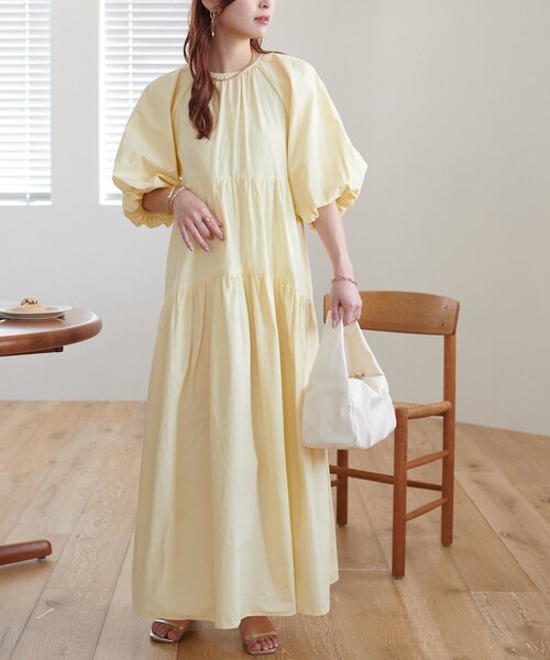 DISCOAT(ディスコート)の「【新色追加!/WEB限定】前後2WAYティアード袖バルーンワンピース(ワンピース・レディース・ライム/ブラック/ベージュ/レモンイエロー/オフホワイト/オレンジ/ブラウン/チャコールグレー・FREE)」の22枚目の写真