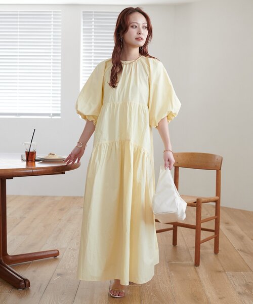 DISCOAT(ディスコート)の「【新色追加!/WEB限定】前後2WAYティアード袖バルーンワンピース(ワンピース・レディース・ライム/ブラック/ベージュ/レモンイエロー/オフホワイト/オレンジ/ブラウン/チャコールグレー・FREE)」の21枚目の写真