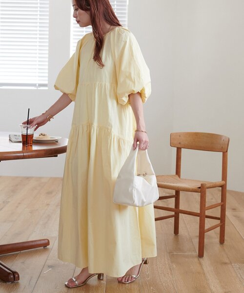 DISCOAT(ディスコート)の「【新色追加!/WEB限定】前後2WAYティアード袖バルーンワンピース(ワンピース・レディース・ライム/ブラック/ベージュ/レモンイエロー/オフホワイト/オレンジ/ブラウン/チャコールグレー・FREE)」の20枚目の写真