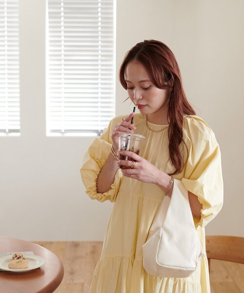 DISCOAT(ディスコート)の「【新色追加!/WEB限定】前後2WAYティアード袖バルーンワンピース(ワンピース・レディース・ライム/ブラック/ベージュ/レモンイエロー/オフホワイト/オレンジ/ブラウン/チャコールグレー・FREE)」の17枚目の写真