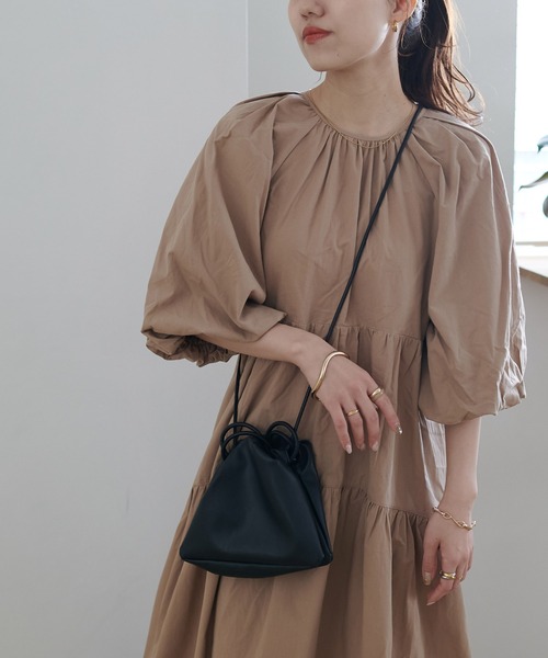 オケージョン】フェザーフラワー袖バルーンワンピース《前後2WAY