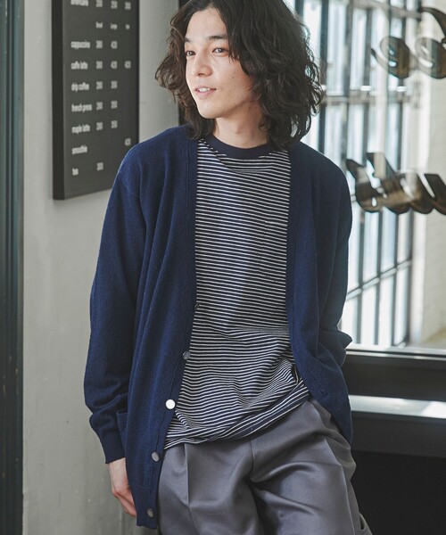 TOWNCRAFT（タウンクラフト）の「TOWNCRAFT（タウンクラフト）別注ループヤーンニットカーディガン（カーディガン/ボレロ・メンズ・マスタード/オレンジ系その他/コバルトブルー/ネイビー/オフホワイト/ブラック・M/L/XL）」の4枚目の写真