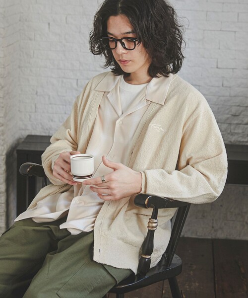 TOWNCRAFT（タウンクラフト）の「TOWNCRAFT（タウンクラフト）別注ループヤーンニットカーディガン（カーディガン/ボレロ・メンズ・マスタード/オレンジ系その他/コバルトブルー/ネイビー/オフホワイト/ブラック・M/L/XL）」の2枚目の写真