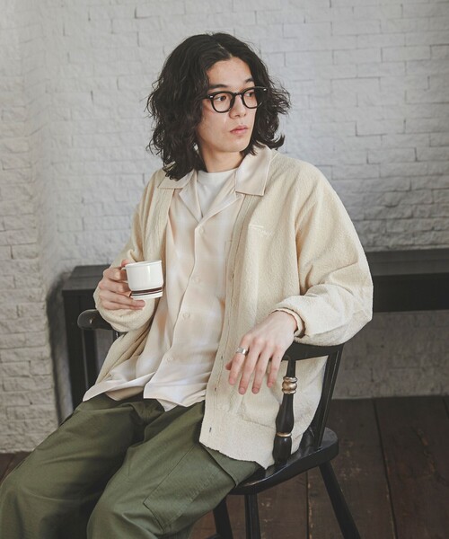 TOWNCRAFT（タウンクラフト）の「TOWNCRAFT（タウンクラフト）別注ループヤーンニットカーディガン（カーディガン/ボレロ・メンズ・マスタード/オレンジ系その他/コバルトブルー/ネイビー/オフホワイト/ブラック・M/L/XL）」の7枚目の写真