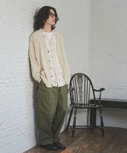 TOWNCRAFT（タウンクラフト）の「TOWNCRAFT（タウンクラフト）別注ループヤーンニットカーディガン（カーディガン/ボレロ・メンズ・マスタード/オレンジ系その他/コバルトブルー/ネイビー/オフホワイト/ブラック・M/L/XL）」の8枚目の写真