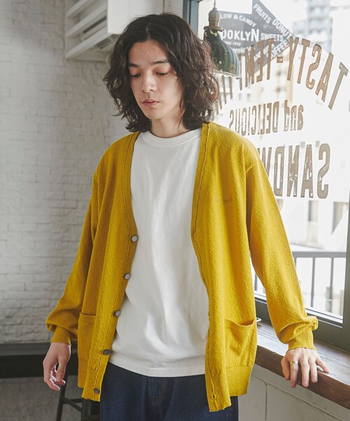 TOWNCRAFT（タウンクラフト）の「TOWNCRAFT（タウンクラフト）別注ループヤーンニットカーディガン（カーディガン/ボレロ・メンズ・マスタード/オレンジ系その他/コバルトブルー/ネイビー/オフホワイト/ブラック・M/L/XL）」の20枚目の写真