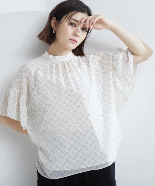 Tiara（ティアラ）の「ドット×ドットハイネックフリルブラウス（シャツ/ブラウス・レディース・アイボリー/ベージュ/ブラック・FREE/9）」の11枚目の写真