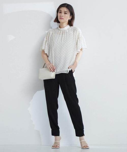 Tiara（ティアラ）の「ドット×ドットハイネックフリルブラウス（シャツ/ブラウス・レディース・アイボリー/ベージュ/ブラック・FREE/9）」の12枚目の写真