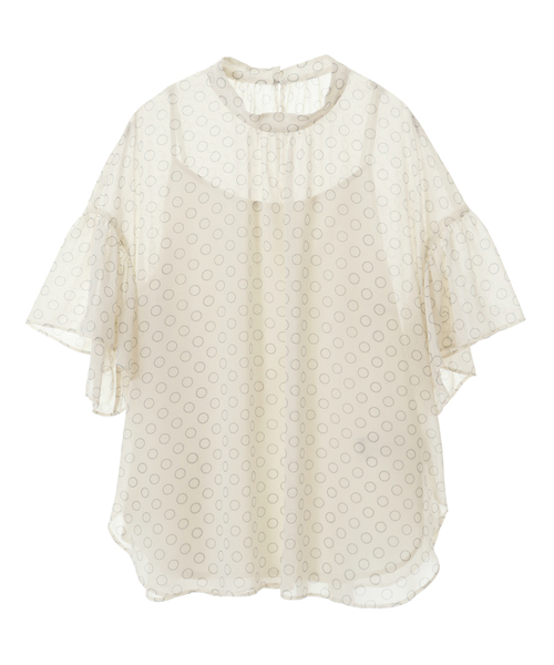 Tiara（ティアラ）の「ドット×ドットハイネックフリルブラウス（シャツ/ブラウス・レディース・アイボリー/ベージュ/ブラック・FREE/9）」の7枚目の写真